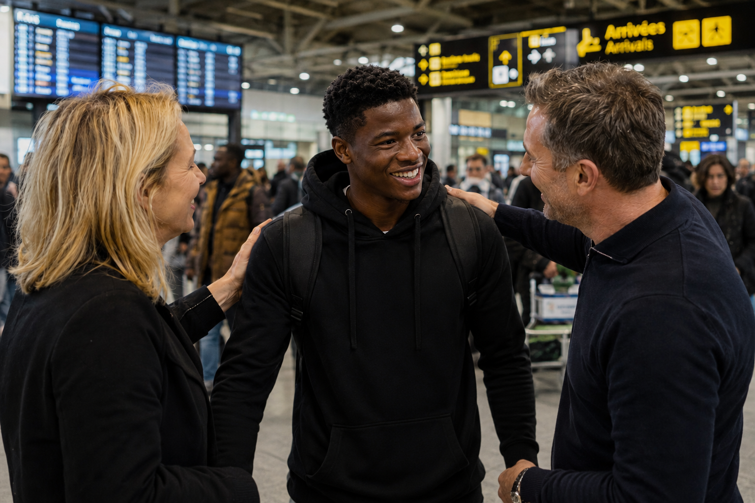 Accueil du joueur à l'aéroport